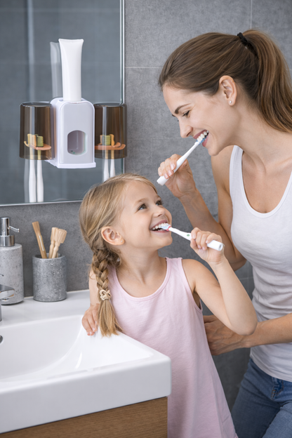 ClickSmile™-Dispensador de pasta dental con Dos Vasos