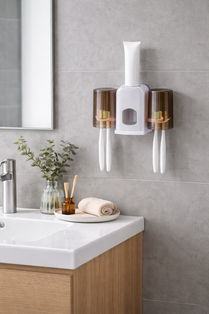 ClickSmile™-Dispensador de pasta dental con Dos Vasos