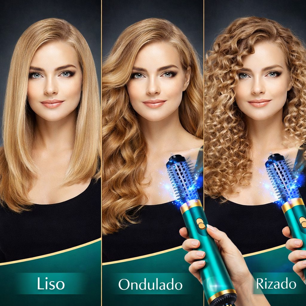 VelvetGlow™- Cepillo Alisador Secador Y Rizador 3en1